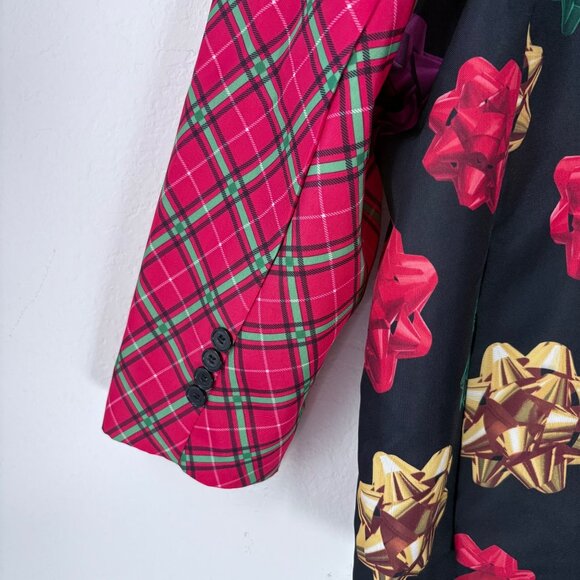 Holiday Time Mens Festive Plaid & Gift Bow Christmas Blazer Jacket Size 2XL - Picture 3 of 7